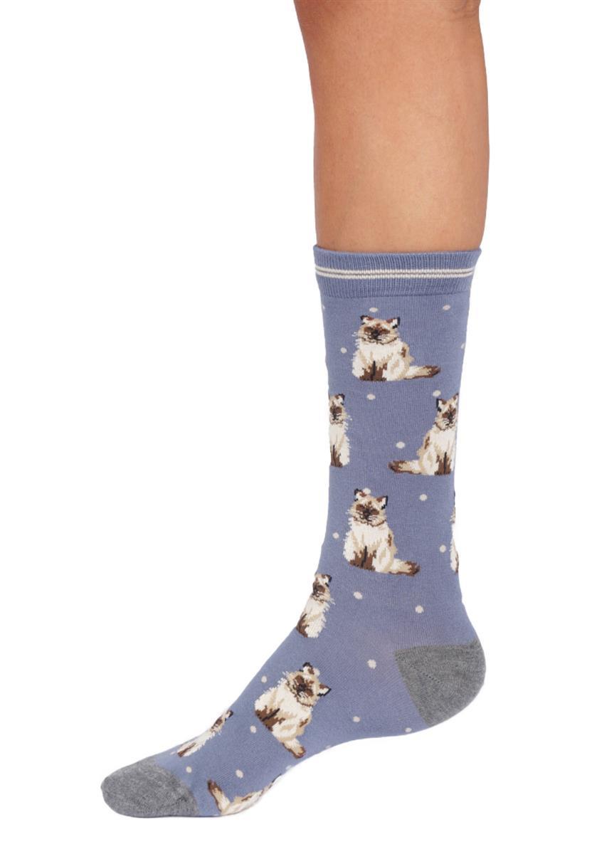 Womens Cats And Dogs Bamboo Crew Socks