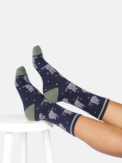 Womens Cats And Dogs Bamboo Crew Socks