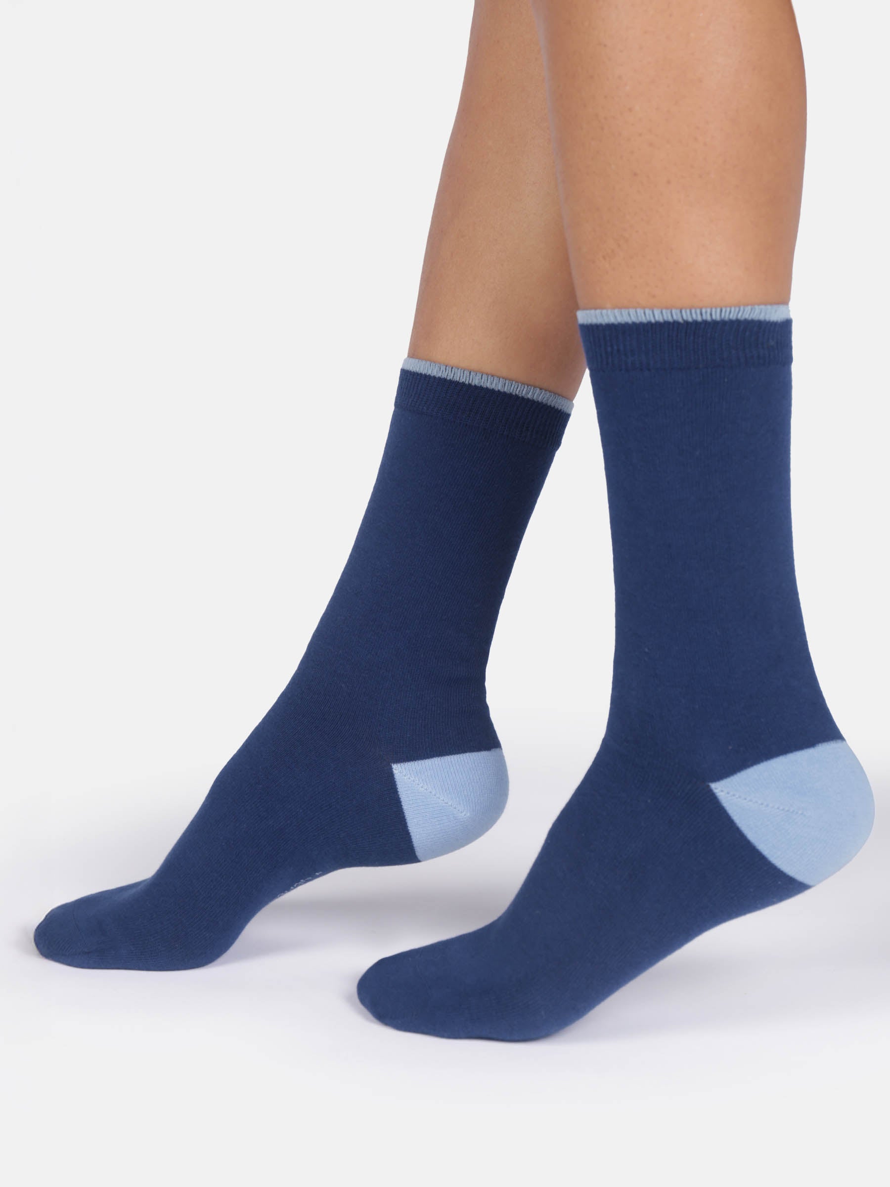 Womens Modal Tipped Crew Socks - Marlowe nature