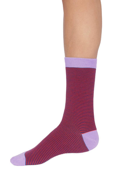 Womens Modal Stripe Crew Socks - Marlowe nature