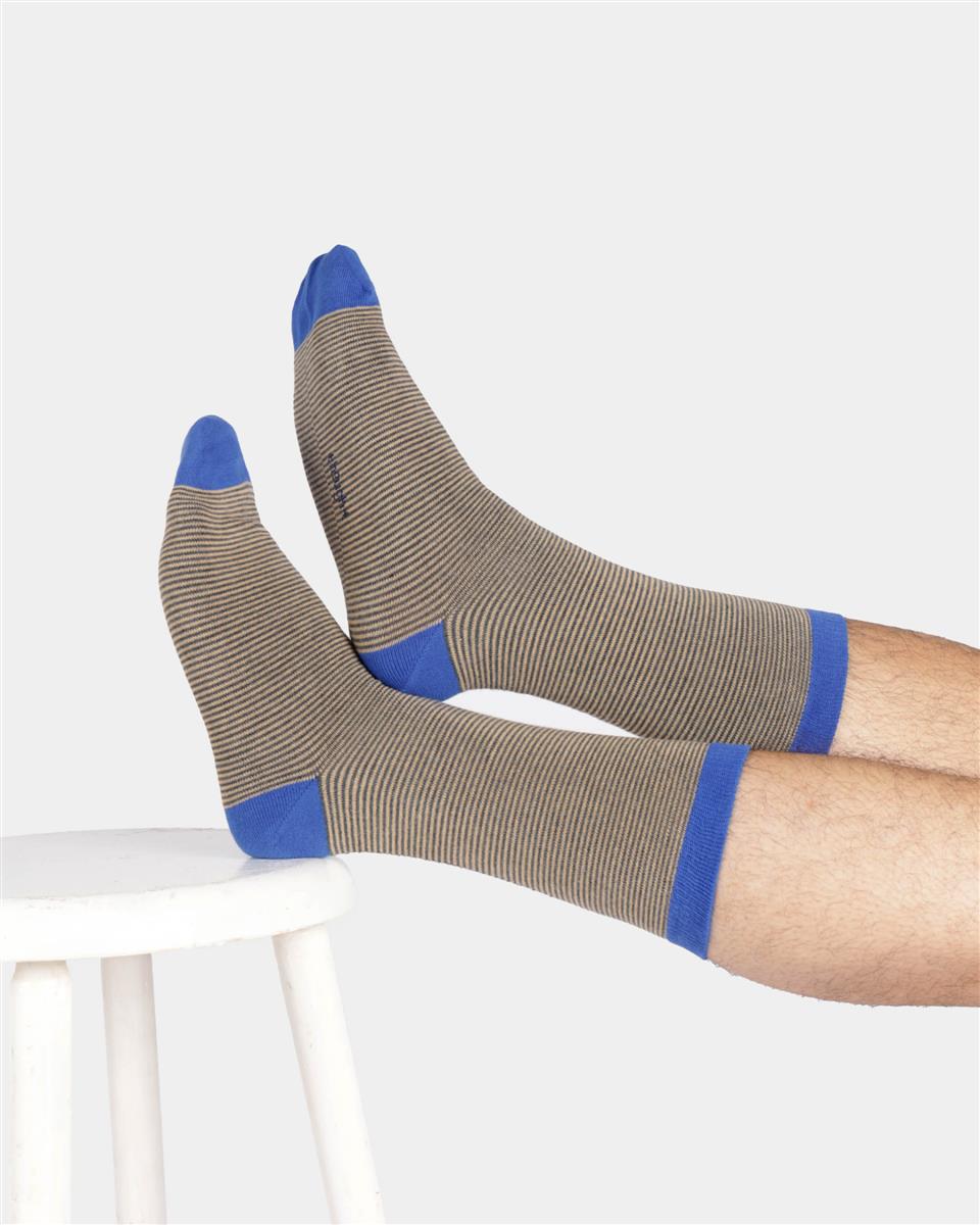 Mens Modal Stripe Crew Socks - Marlowe nature