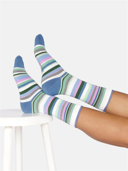 Womens Colourful Stripe Bamboo Crew Socks