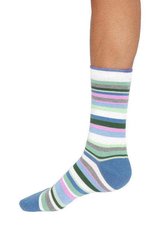 Womens Colourful Stripe Bamboo Crew Socks
