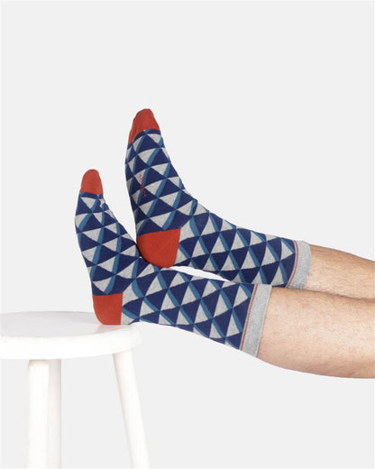 Mens Diamond Spot Organic Cotton Crew Socks