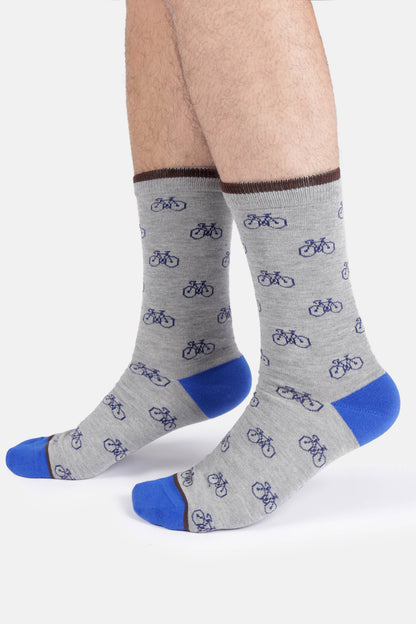 Mens Simple Bike Bamboo Crew Socks