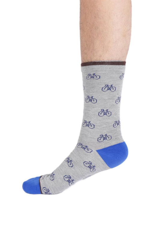 Mens Simple Bike Bamboo Crew Socks