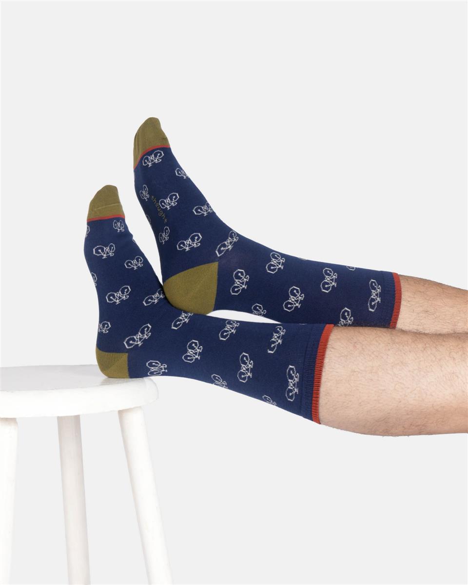 Mens Simple Bike Bamboo Crew Socks