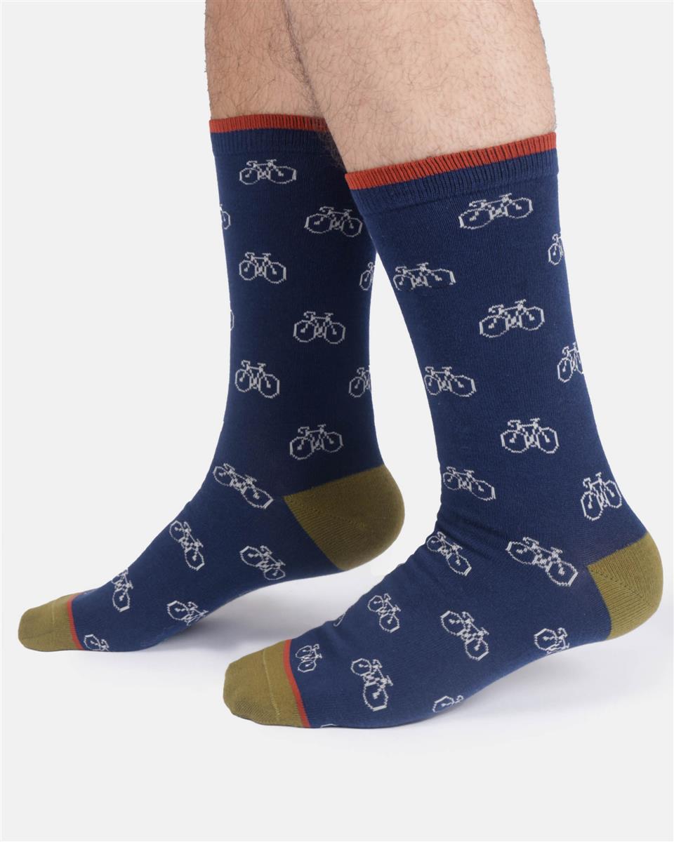 Mens Simple Bike Bamboo Crew Socks