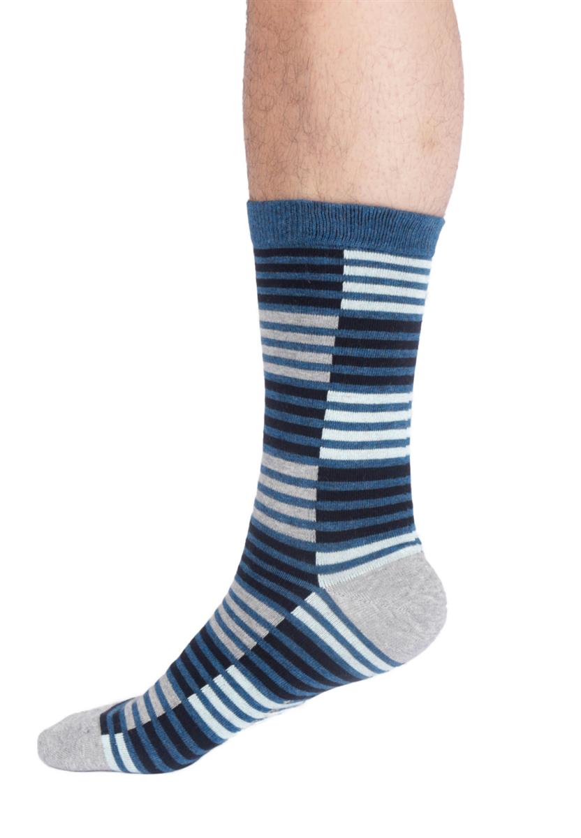 Mens Stripe Colour Block Organic Cotton Crew Socks - Marlowe nature
