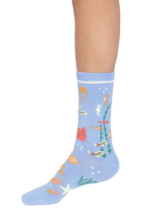 Womens Under The Sea Organic Cotton Crew Socks