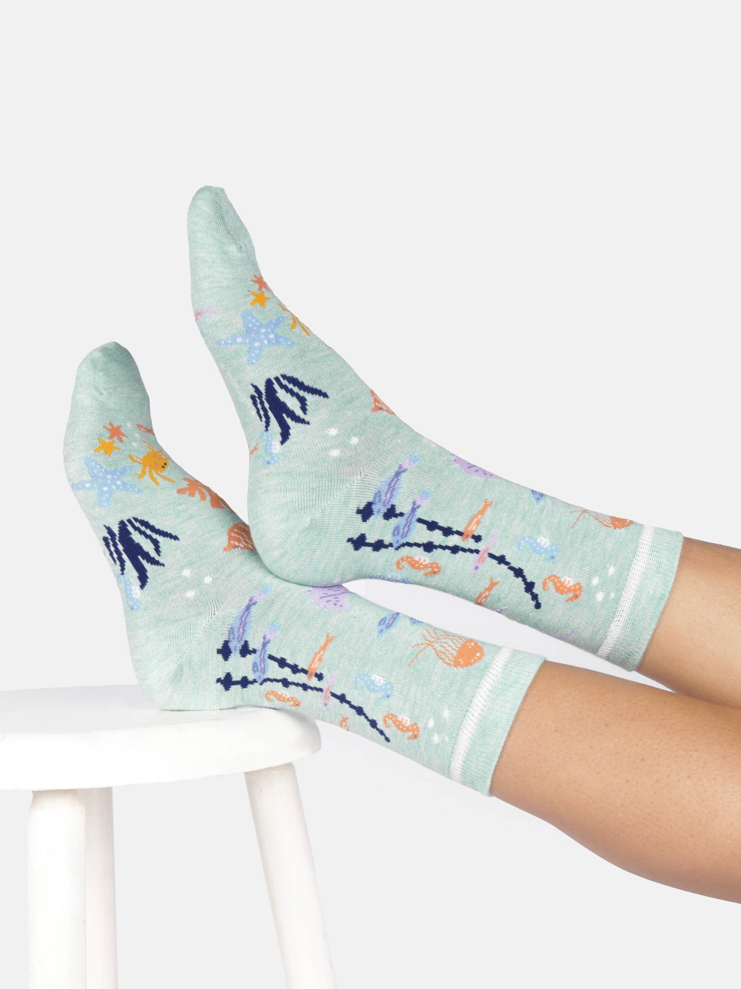 Womens Under The Sea Organic Cotton Crew Socks