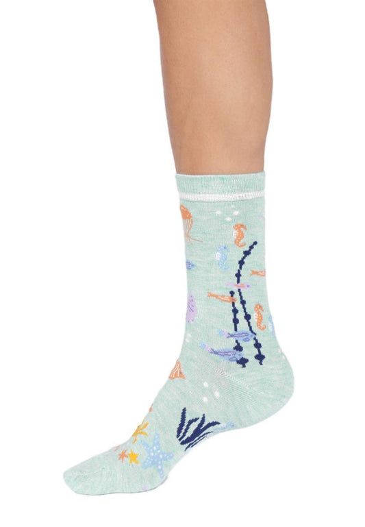 Womens Under The Sea Organic Cotton Crew Socks