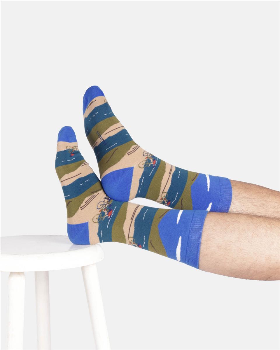 Mens Bike Landscape Organic Cotton Crew Socks