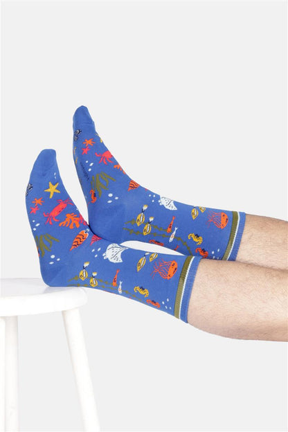 Mens Under The Sea Organic Cotton Crew Socks