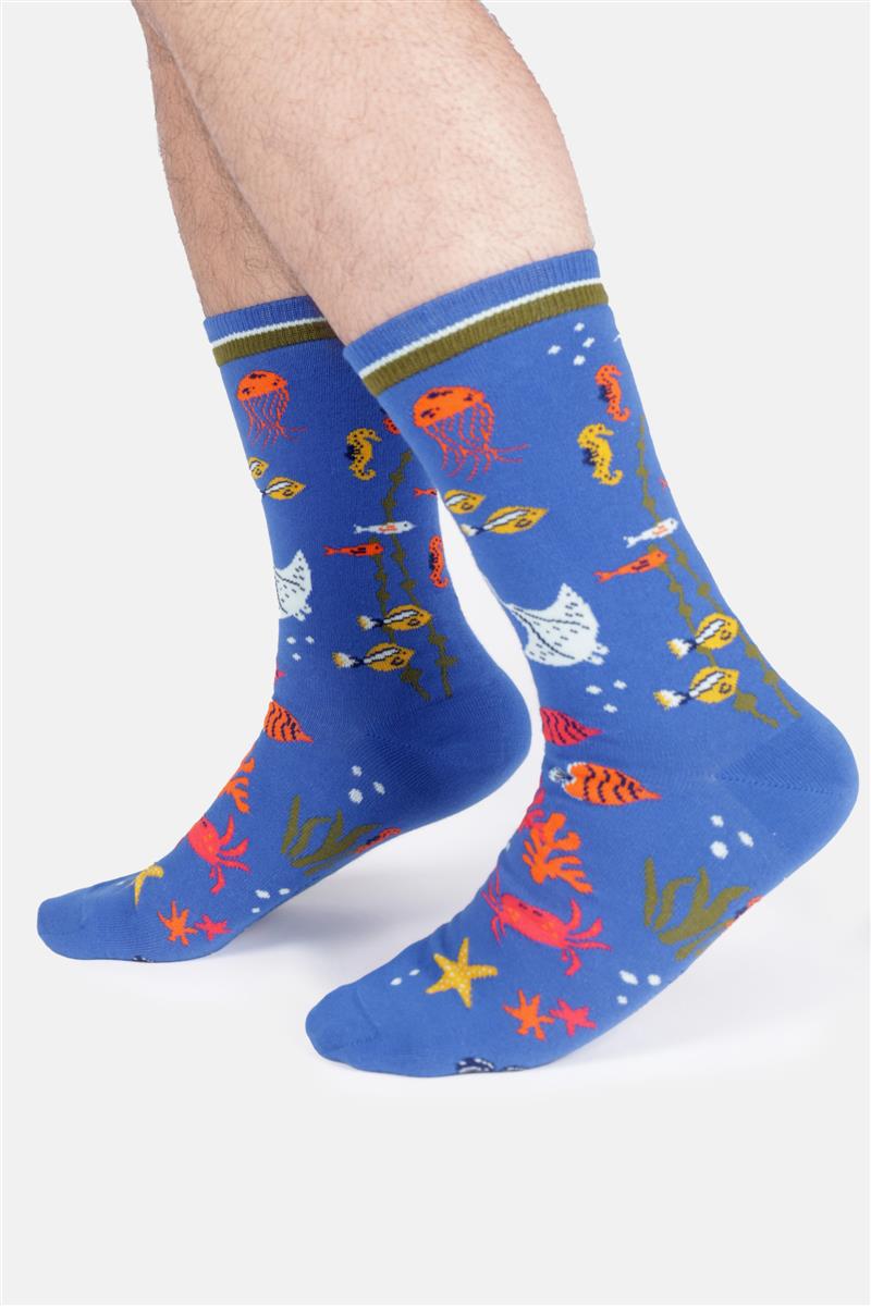 Mens Under The Sea Organic Cotton Crew Socks