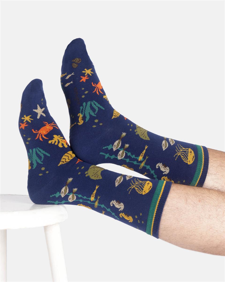 Mens Under The Sea Organic Cotton Crew Socks