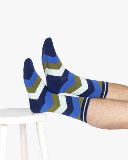 Mens Zig Zag Stripe Bamboo Crew Socks