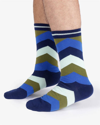 Mens Zig Zag Stripe Bamboo Crew Socks