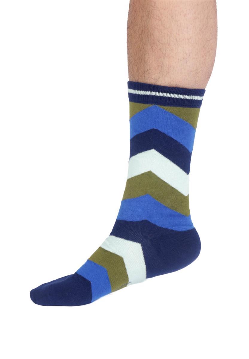 Mens Zig Zag Stripe Bamboo Crew Socks