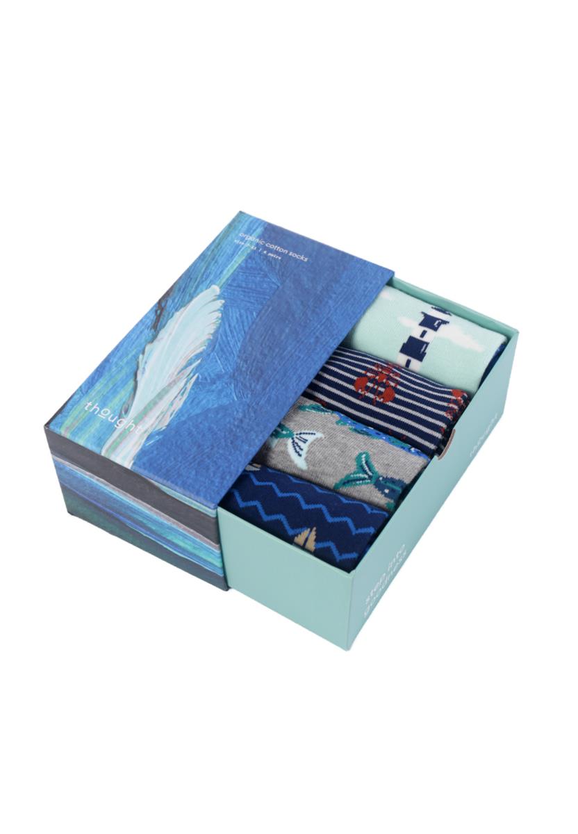 Mens Harbour Organic Cotton Gift Box Of 4 Socks
