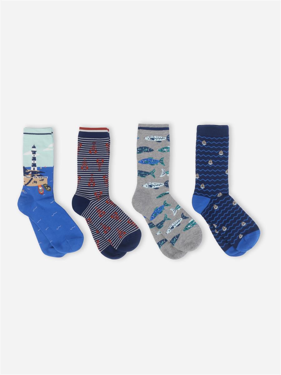 Mens Harbour Organic Cotton Gift Box Of 4 Socks