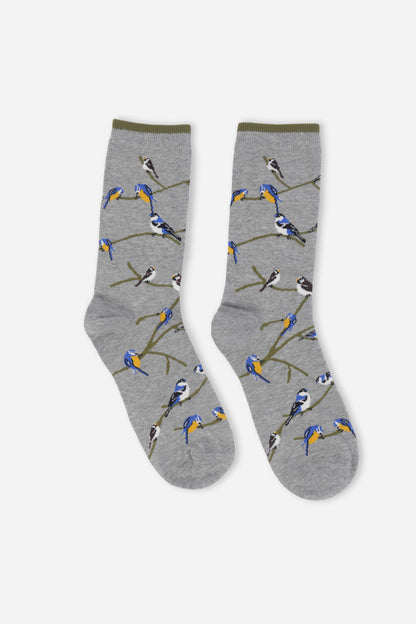 Mens Birds Organic Cotton Socks In A Birdhouse Gift Box