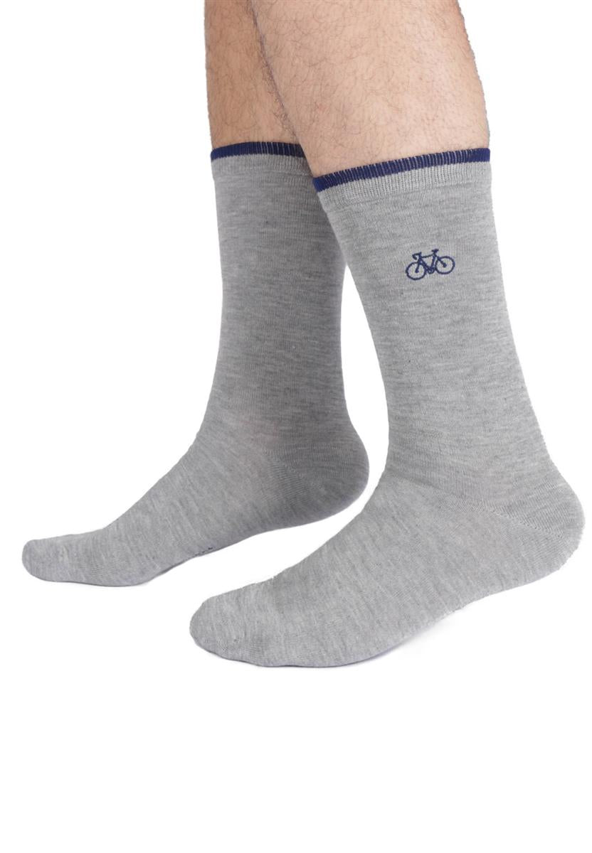 Mens Embroidered Bike Bamboo Crew Socks