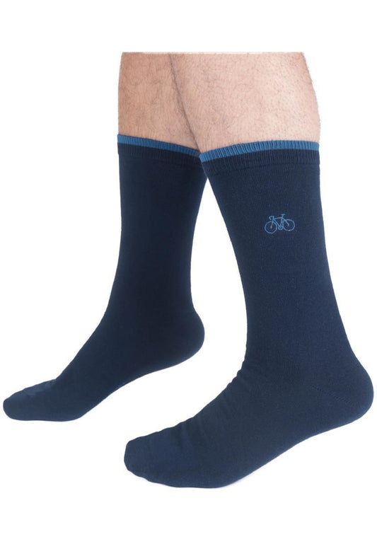 Mens Embroidered Bike Bamboo Crew Socks