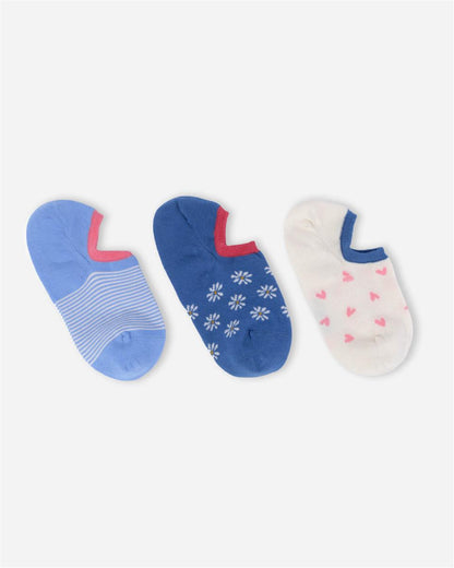 Womens Patterned Organic Cotton No-Show Socks 3 Pack